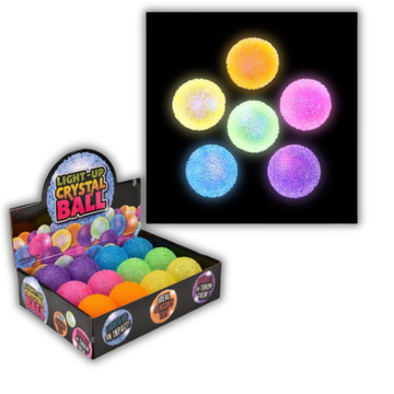 Light-Up Crystal Bouncy Fidget Ball Kids Toy- Assorted