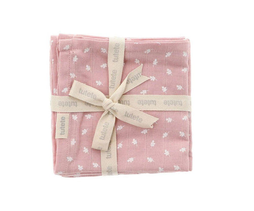 2 Baby Muslins Tutete Leaves Pink