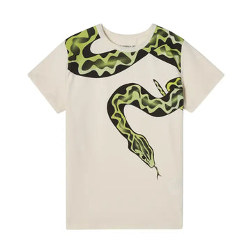 T-shirt med djärvt grönt ormtryck för barn